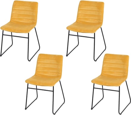 "BROOKLYN" SET VAN 4 VELVET EETKAMERSTOELEN MOSTERDGEEL 55X45XH78CM