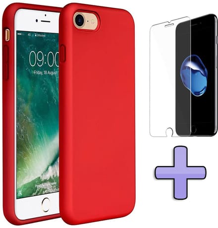 HB Hoesje Geschikt voor Apple iPhone SE (2020) Rood - Siliconen Back Cover / Glazen Screenprotector