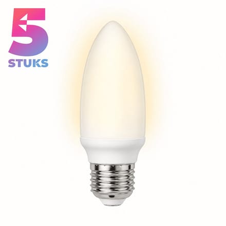 5x Kaarslamp Spaarlamp E27 - 7W - Daglicht (6400K) - 420 lm - 10 jaar - Niet Dimbaar