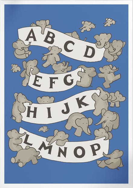 ABC De Babar I (Blue) (Babar de Olifant) | Poster | A3: 30 x 40 cm