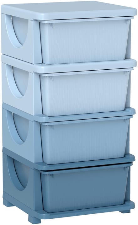 HOMCOM - Ladekast - met 4 laden - Kunststof - Blauw