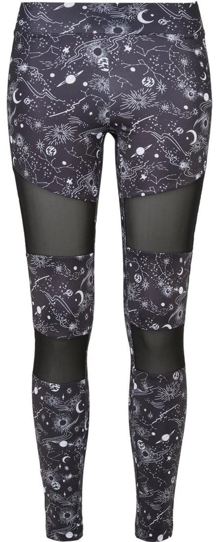 Urban Classics - Tech Mesh AOP blackuniverse Sportlegging - XXL - Zwart