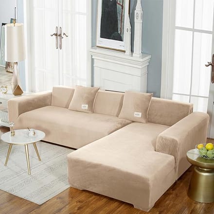 Housse de canapé en velours de haute qualité, housse de siège de canapé en forme de L pour salon, housse de canapé d'angle élastique lavable 4seater 230-300cm