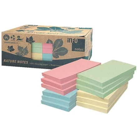 Info sticky notes - recycled - 12 x 100 vel - 125x75mm - geel, groen, roze, blauw - IN-5655-88