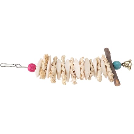 Os de Seiche Jouets Suspendus Perroquet Jouets à Mâcher avec Sonnette pour Perroquets Gris d'Afrique Perruche 25cm / 9.84in beige