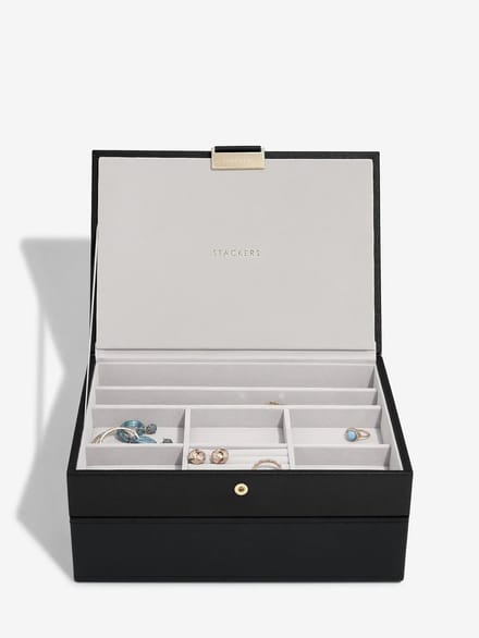 STACKERS BLACK RAFFIA - Sieradendoos - Juwelendoos - Sieradenhouder - Sieraden Organizer - 2-set