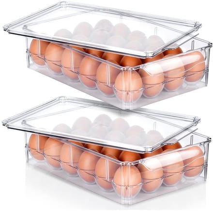 Eierdoos met Deksel voor 24 Eieren 2 stuks - Eierbox - Eierhouder voor Koelkas - Organizer - Eierrek