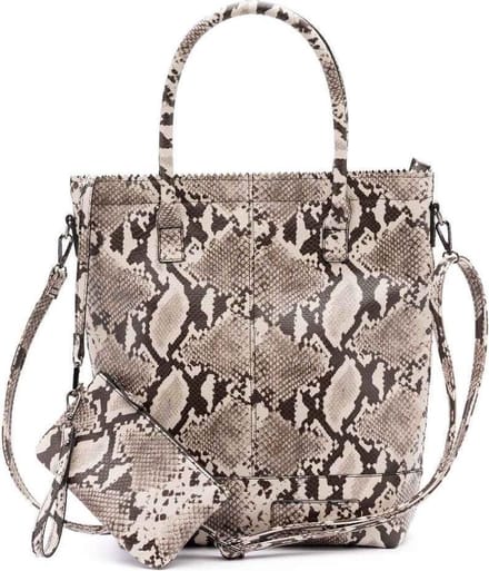 Zebra Kartel met rits Shopper - Lichtgrijs slangenprint