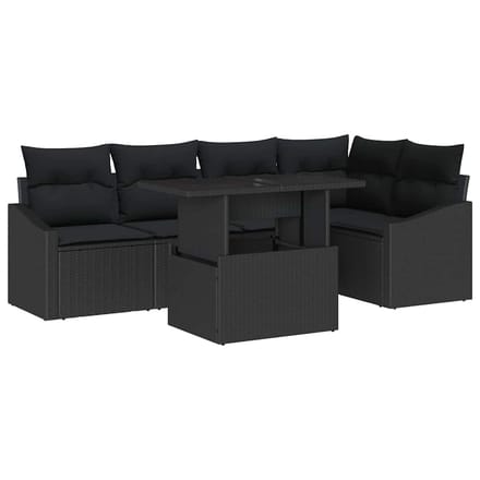 vidaXL - Tuinbank - Set - 6 - st - Zwart - poly - rattan