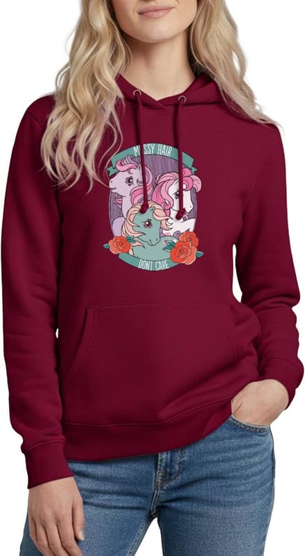 My Little Pony Retro Messy Hair Don't Care Statement Hoodie Dames