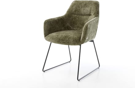Gestoffeerde-stoel Pejo-Flex slipframe zwart chenille olijfgroen pocketveer kern