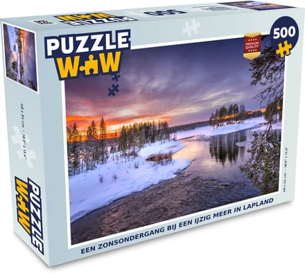 Puzzel Een zonsondergang bij een ijzig meer in Lapland - Legpuzzel - Puzzel 500 stukjes