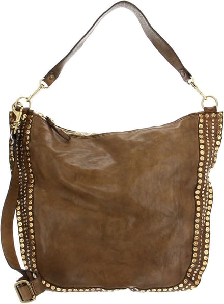 CAMPOMAGGI Leren Schoudertas Shoulder Bag Verde Militare Olijfgroen