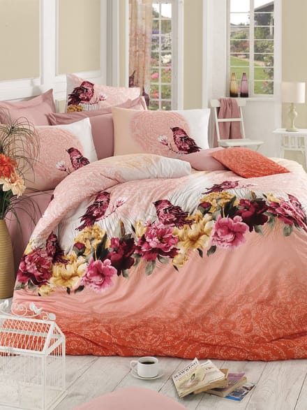 Asir Ranforce dubbele dekbedovertrekset – roze/oranje