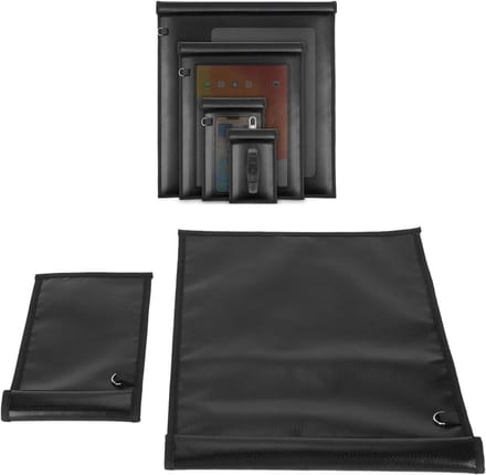 Faraday Bags Fireproof Block Signals, 2 Pack Faraday Bags Effective Against Hacking, Tracking, NFC/WiFi/Bluetooth, Faraday Cage Suitable Laptops, Phones (2PCS, Black)