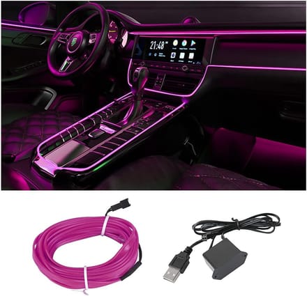 LED-lichtstrip voor het auto-interieur, 500 cm, sfeerverlichting voor de decoratie van het auto-interieur, ter decoratie van de auto (paars)