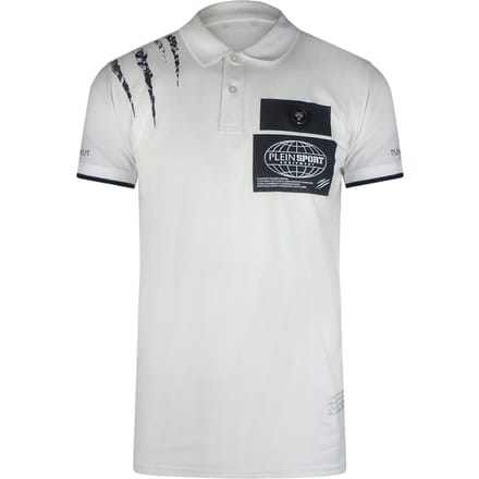 Plein Sport Gekraste Schouder Wit Poloshirt