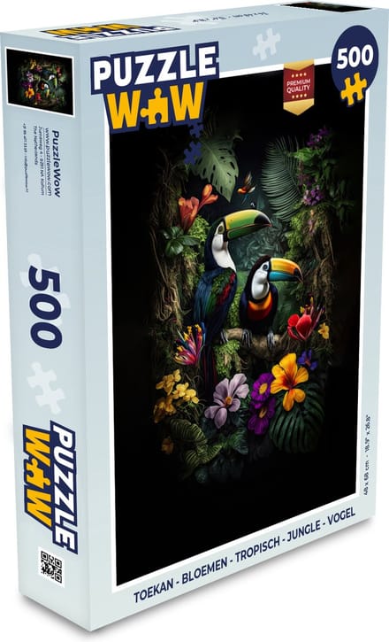 Puzzel Toekan - Bloemen - Tropisch - Jungle - Vogel - Legpuzzel - Puzzel 500 stukjes