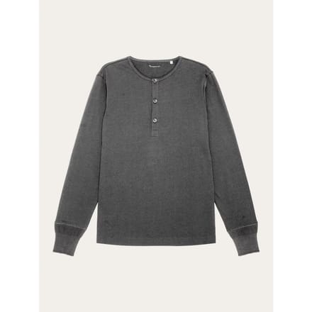 Long Sleeve KnowledgeCotton Apparel Men Bo Henley Dark Grey Melange-S