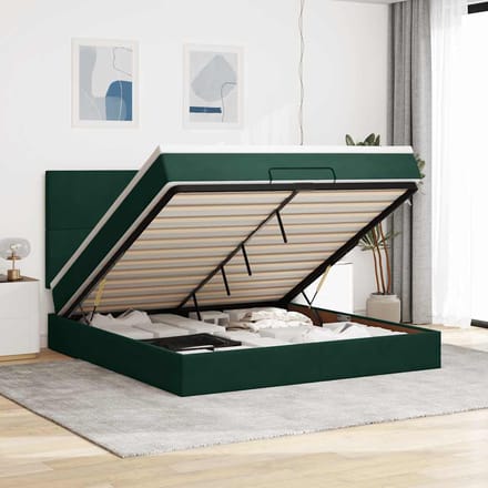 vidaXL - Ottoman - bed - met - matrassen - 160x200cm - fluweel - donkergroen