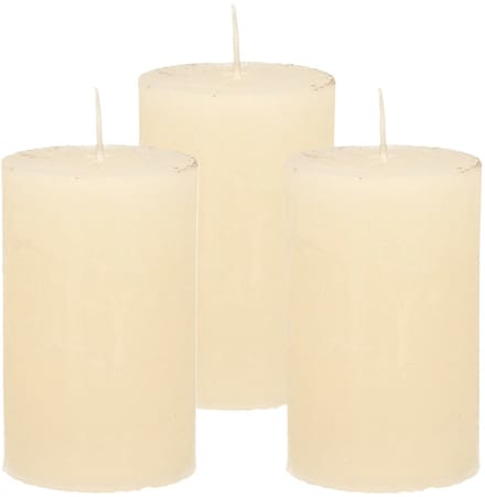Atmosphera Stompkaars - 3x - ivoor wit - 5 x 8 cm - klein rustiek model - cilinderkaars - kaars