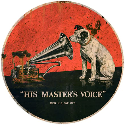 Signs USA - wandbord - dibond - Rond 35 x 35 cm - HMV - His Masters Voice