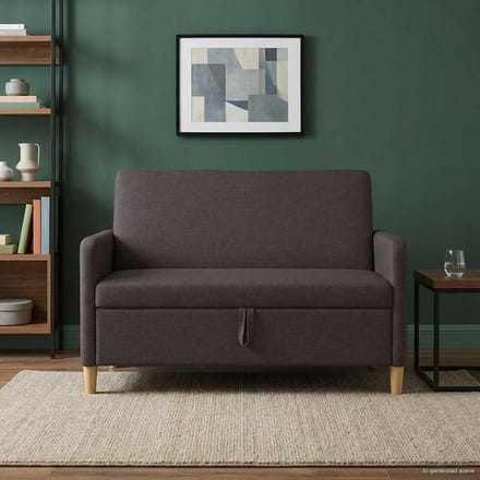 vidaXL Bank met opslag Donkerbruin 122 x 78 x 87 cm Polyester