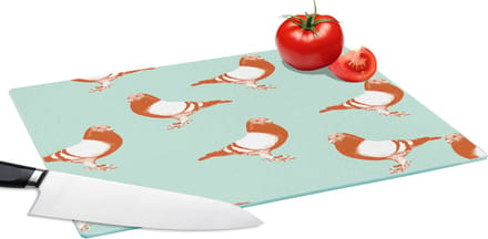 Glazen Snijplank - 39x28 - Duif - Vogel - Patroon - Snijplanken Glas
