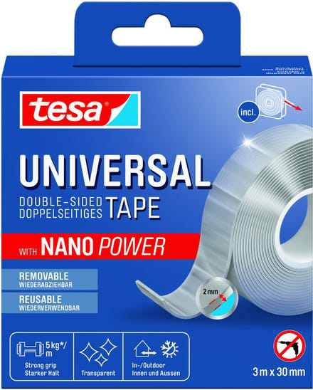 Plakband tesa Nano dubbelz 30mmx3m | 8 stuks
