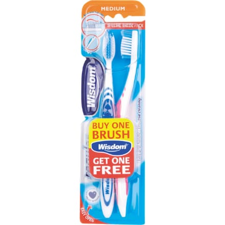 Wisdom Regular Plus Medium Tandenborstel - 2 stuks