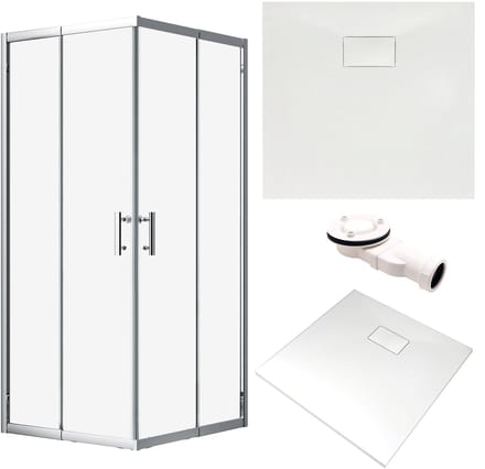 Bad Land HELA VIDAR douchecabine set - vierkant - 80 x 80 x 193 cm - chroom/wit