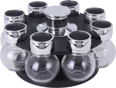 Kruidenrek met 8 strooipotjes - kunststof - glas - D6 x H8 cm