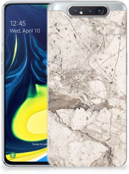 Samsung Galaxy A80 TPU Siliconen Hoesje Marmer Beige