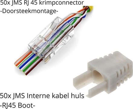50x JMS® RJ45 EZ Type + 50x JMS Interne Kabel Huls grijs