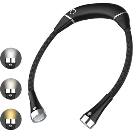 Nekleeslamp Opvouwbare USB oplaadbare LED-boeklamp 3 lichtstanden Nekknuffel leeslampen zwart