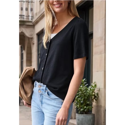 Shirt met V-hals en knoopsluiting