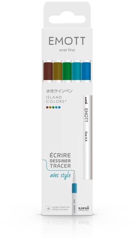 Uni Emott Fineliner Set Island 5 Kleuren