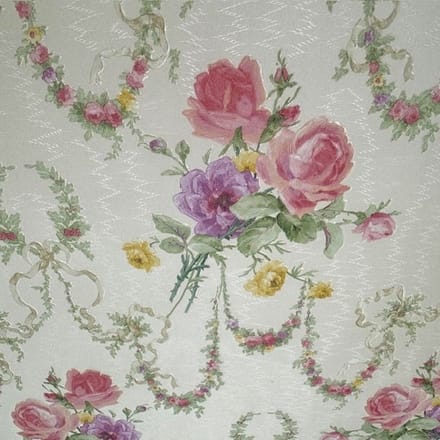 Satijn Vinyl Behang Roosjes – Bloemenprint Paars Geel – 3128-15