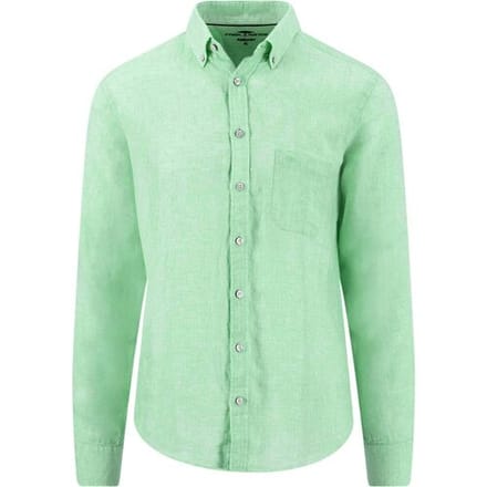 Fynch-Hatton Overhemd Premium Solid Linnen Button-Down Turf Green / male