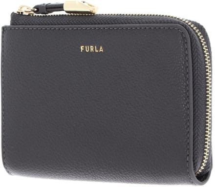 FURLA Leren kaarthouder Vitello Night Goccia Card Case Urban Gray grijs