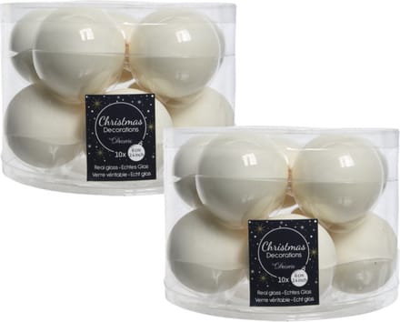 Decoris Kerstballen set - 40x stuks - glas - wol wit - 6 cm - glans/mat - kerstversiering