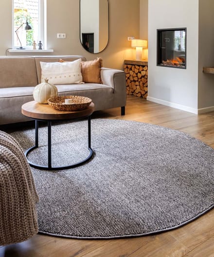 Rond vloerkleed laagpolig - Loom grijs 120