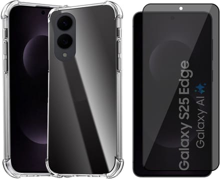 Hoesje geschikt voor Samsung Galaxy S25 Edge - Privacy Screenprotector Volledig Dekkend Glas - Shockproof Transparant