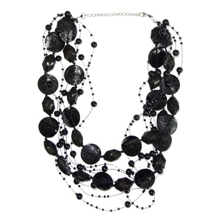 Draad Ketting Parel met Schelp Zwart
