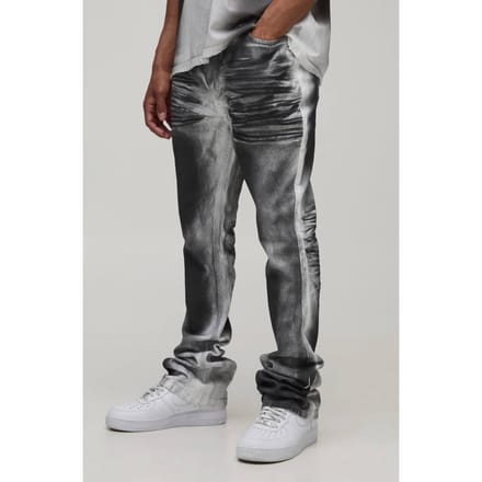 Skinny Stack Flare Zwaar Gewassen Jeans | Black | Size 28