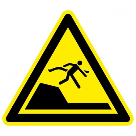 Waarschuwingssticker daling naar diep water, ISO 7010, W050 400 mm