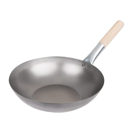 Zacht Stalen Wok - Platte Bodem - 33cm - Vogue K296 - Horeca & Professioneel