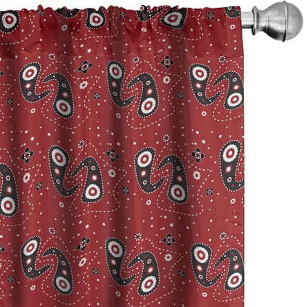 ABAKUHAUS 2-delige set voorhangen – gebloemd Ruby & wit, 75x245 cm