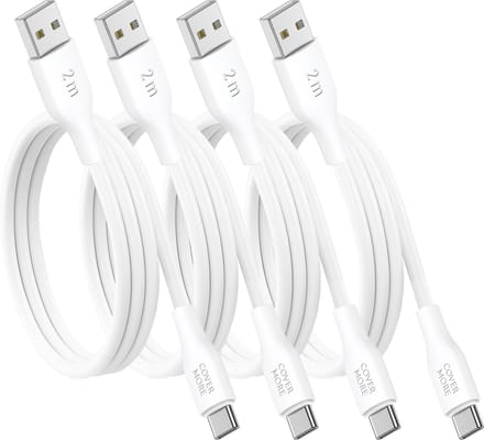 Usb C kabel 2 meter - Usb A naar usb C - 4 stuks - Voordeelpak - Lang - Wit