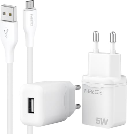 Phreeze usb adapter 5w - Usb naar micro usb kabel - 1 meter - Gecertificeerde oplader voor accessoires en camera